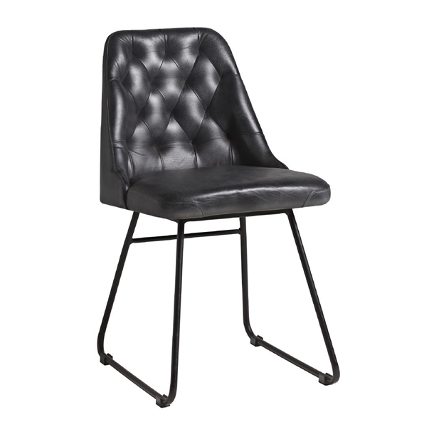 Harland Side Chair Leather Vintage Black  (Pack 2) (Direct)