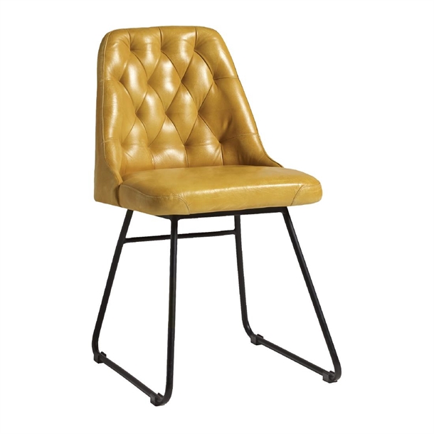 Harland Side Chair Leather Vintage Gold  (Pack 2) (Direct)