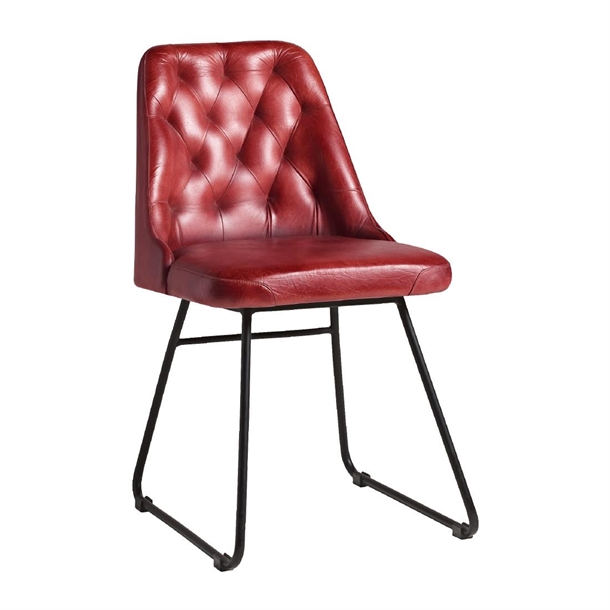 Harland Side Chair Leather Vintage Red (Pack 2) (Direct)