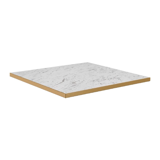 Omega Square Laminate Table Top White Carrara Marble 800x800mm (Direct)