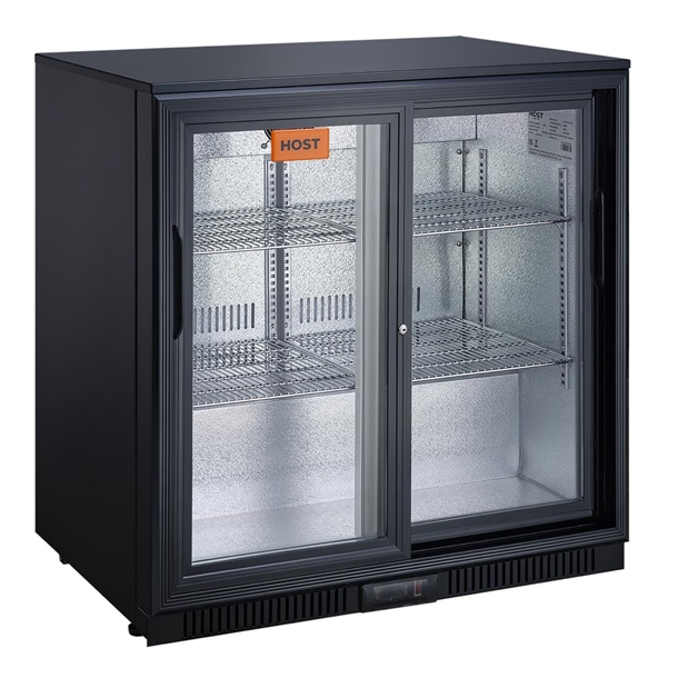 HOST Black Beer Cooler Double Sliding Door - 900mm HOST1212DS