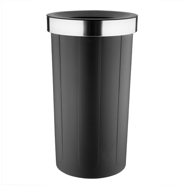 Bolero Round PP Bin with open lid Black - 60Ltr