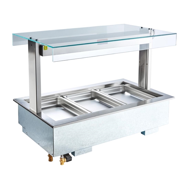 Cossiga LinearSeries DropIn BainMarie 3x1/1GN FlatTop SneezeGuard 1145mm(Direct)
