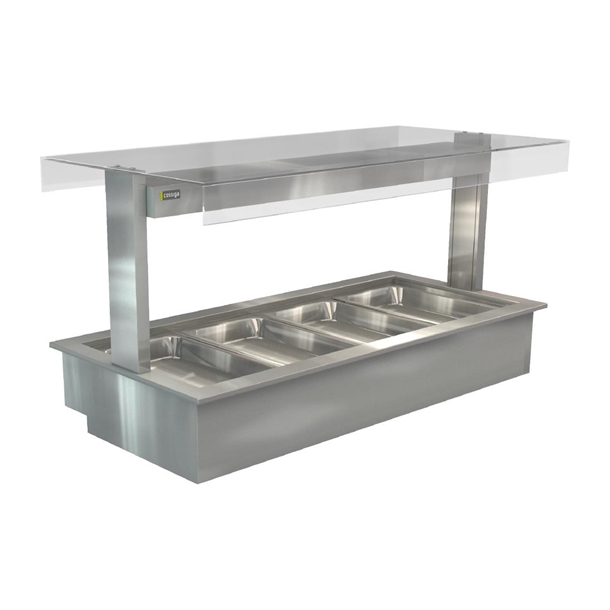 Cossiga LinearSeries DropIn BainMarie 3x1/1GN FlatTop SneezeGuard 1485mm(Direct)