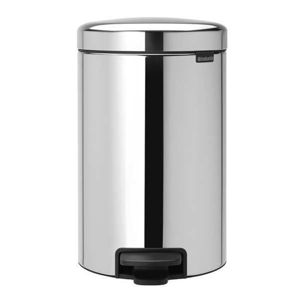 Brabantia Newicon Pedal Bin Plastic Bucket Brilliant Steel - 12Ltr