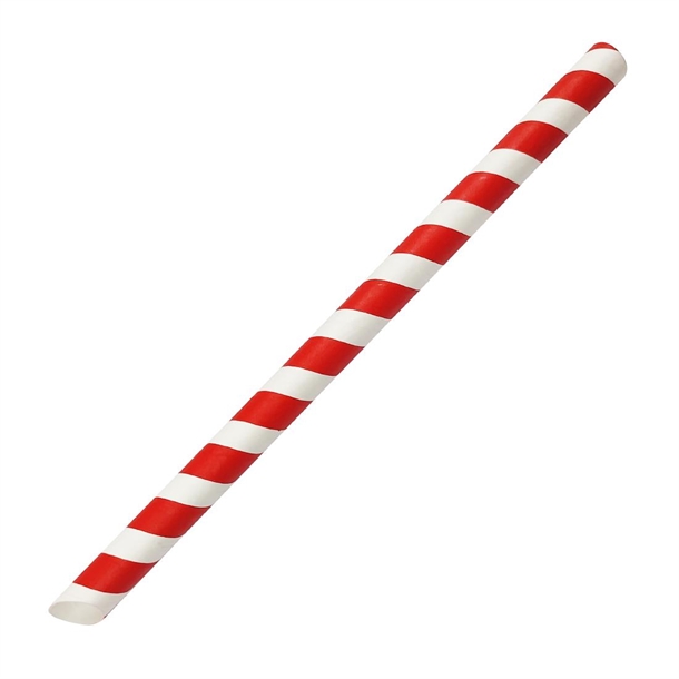 Fiesta Compostable Bubble Tea Straw Red & White - 12x210mm (Pack 150)