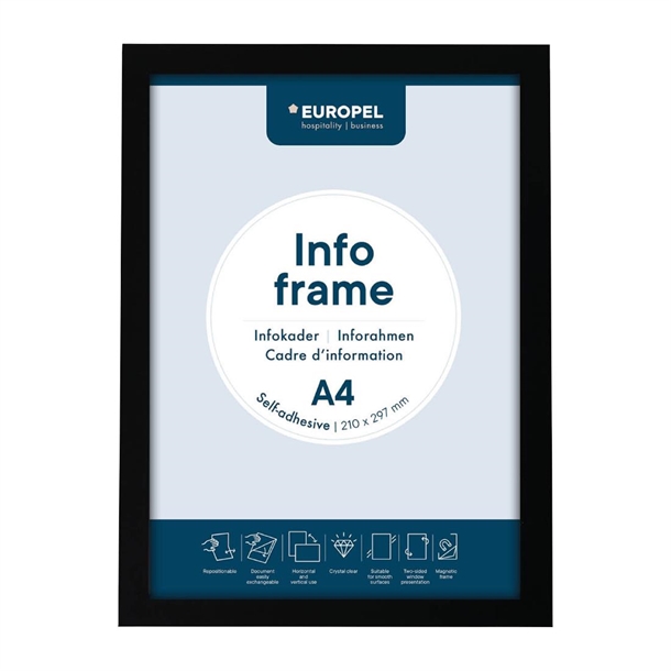 Europel infokader / Zelfklevend A4 - zwart (set van 2)