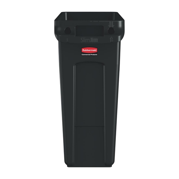 Rubbermaid Slim Jim Container with Venting Channels Black - 61Ltr