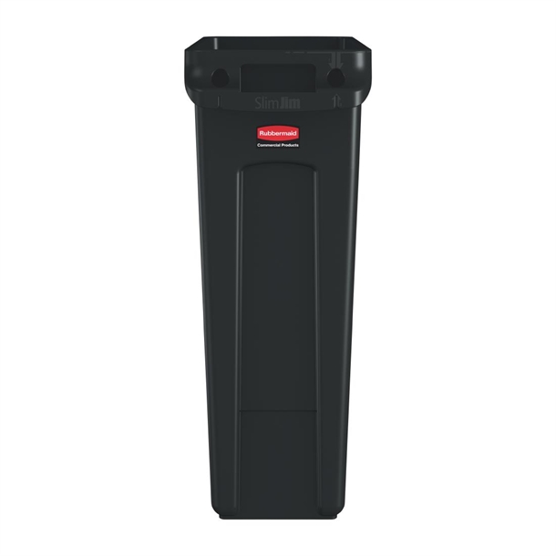 Rubbermaid Slim Jim Container with Venting Channels Black - 87Ltr