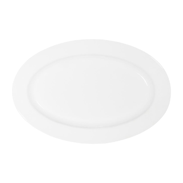 Tablekraft Core Platter Oval Rim Shape White - 200x140x20mm (Pack 6) (B2B)