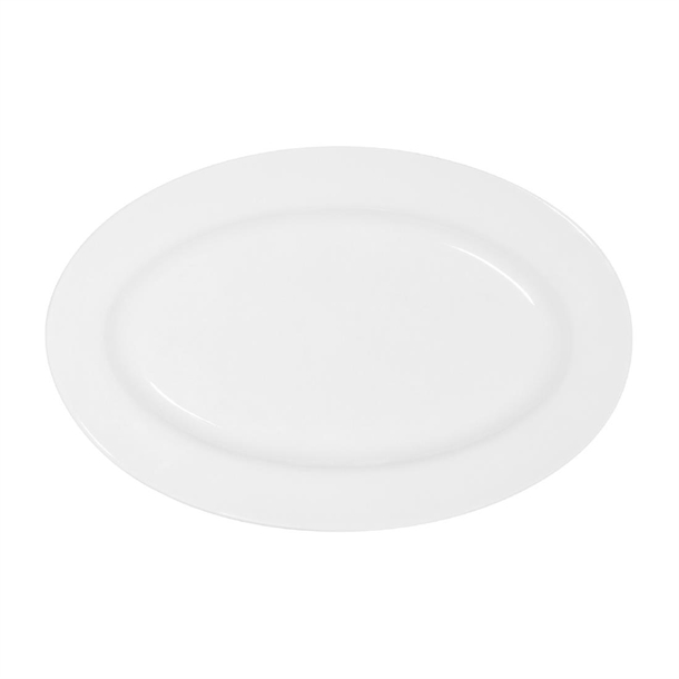 Tablekraft Core Platter Oval Rim Shape White - 260x170x24mm (Pack 6) (B2B)