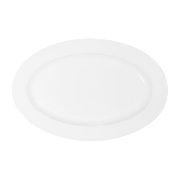 Tablekraft Core Platter Oval Rim Shape White - 355x240x30mm (Pack 3) (B2B)