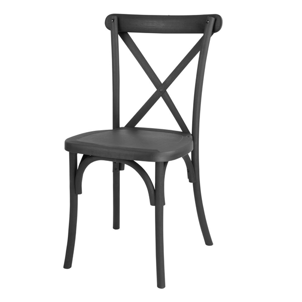 Bolero Manhattan Cross Back Resin Chairs Black (Set 4)