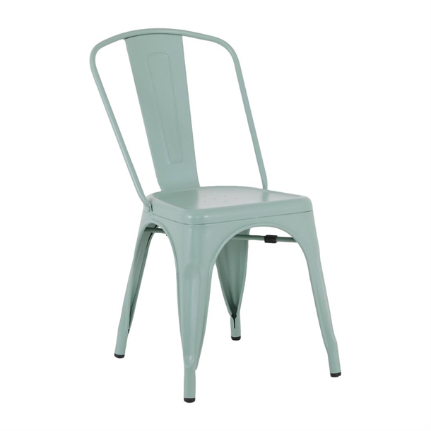 Bolero Bistro Metal Chairs Olive Green (Set 4)