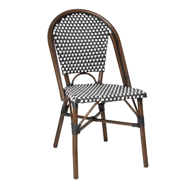 Bolero Parisian Style PE Rattan Chair Black Dot Mix (Set 2)