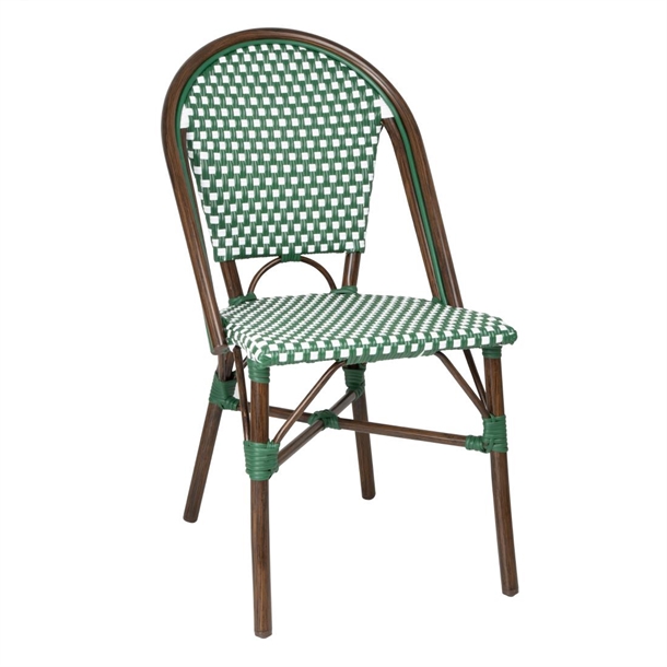 Bolero Parisian Style PE Rattan Chair Green Dot Mix (Set 2)