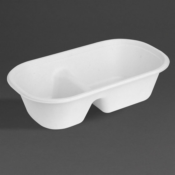Fiesta Compostable Bagasse Oval 2-C Container - 900ml (Pack 100)