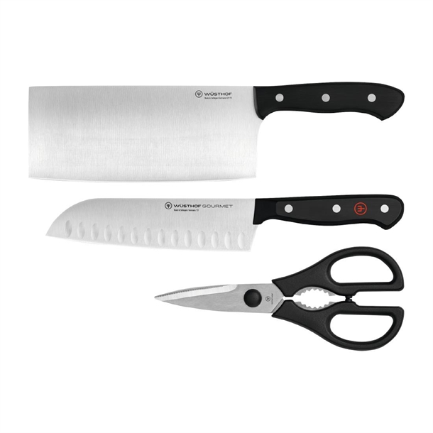 Wusthof Gourmet Knife Set (Santoku Chinese Chef Shears) (Set 3)