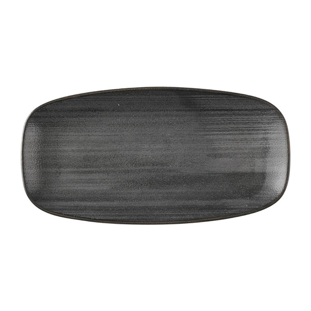 Stonecast Raw Black Chefs Oblong Plate - 280x152mm (Pack 12) (Direct)