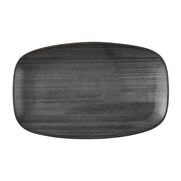 Stonecast Raw Black Oblong Chefs Plate - 180x101mm (Pack 12) (Direct)