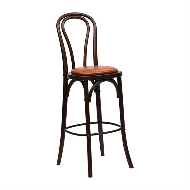 Hoop Back Bar Chair in Dark Walnut with Bison Tan Seat (Single) (B2B)