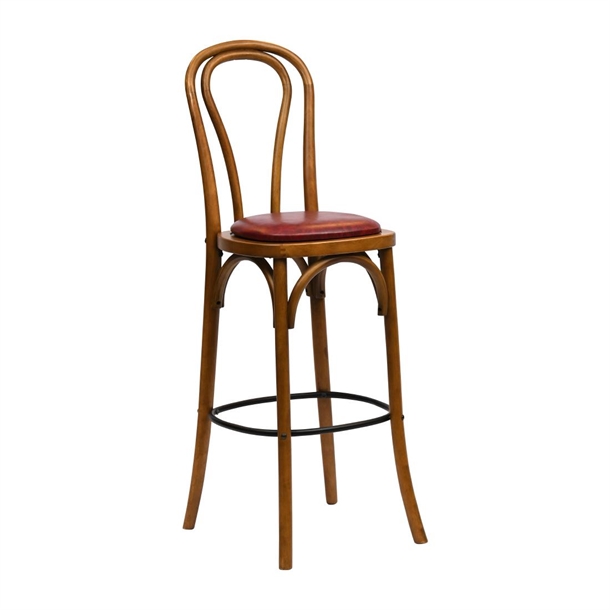 Hoop Back Bar Chair in Weathered Oak with Bison Bordeaux Seat (Single) (B2B)