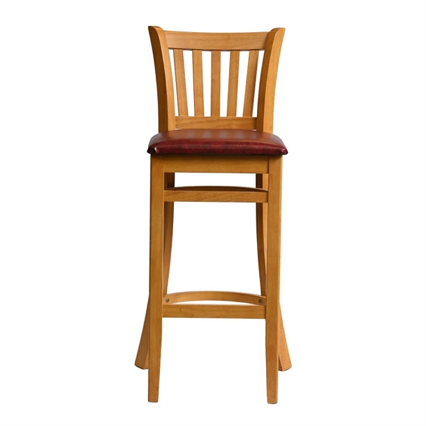 Manhattan Bar Chair in Soft Oak with Bison Bordeaux Seat (Single) (B2B)