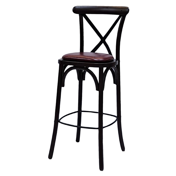 Bristol Bar Chair in Dark Walnut with Bison Bordeaux Seat (Single) (Direct)