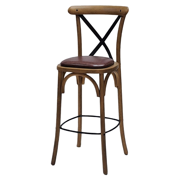 Bristol Bar Chair in Weathered Oak with Bison Espresso Seat (Single) (Direct)