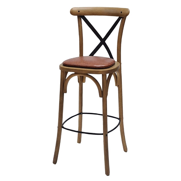 Bristol Bar Chair in Weathered Oak with Bison Tan Seat (Single) (Direct)