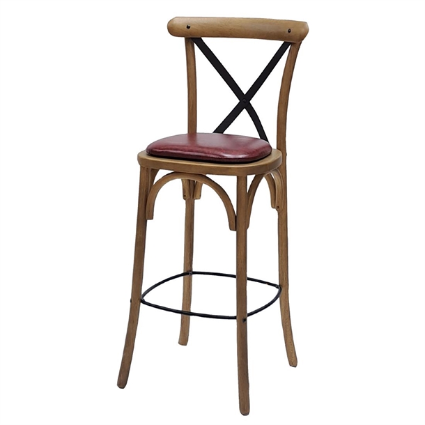 Bristol Bar Chair in Weathered Oak with Bison Bordeaux Seat (Single) (Direct)