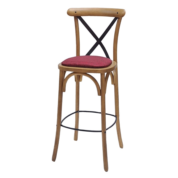 Bristol Bar Chair in Weathered Oak with Shetland Scarlett Seat (Single) (Direct)