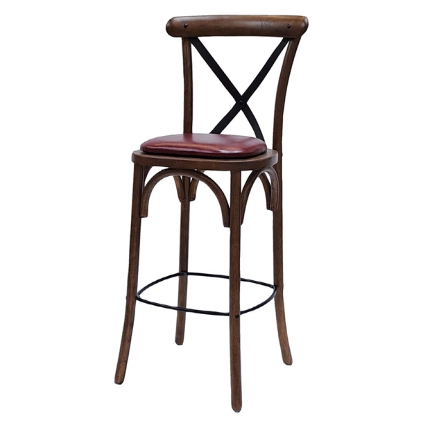 Bristol Bar Chair in Vintage with Bison Bordeaux Seat (Single) (B2B)