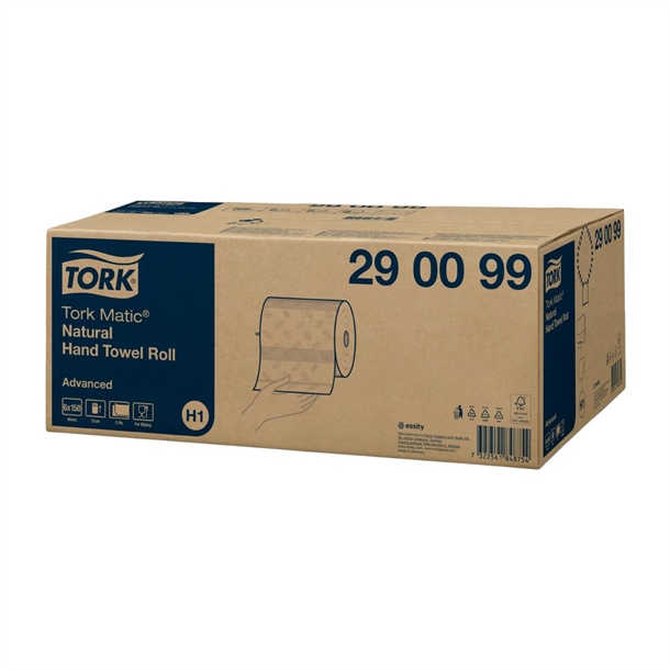Tork Matic Natural Hand Towel Roll Advanced H1 - 150m (Pack 6)