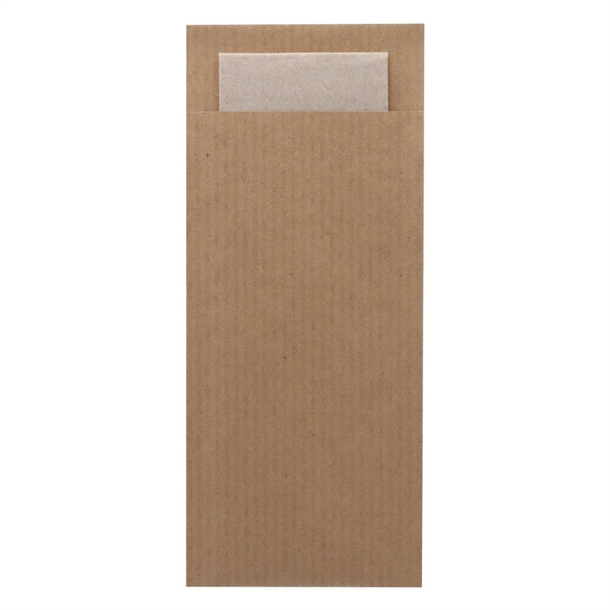 Europochette Classic Size Kraft Brown Cutlery Pouch Kraft 2ply Napkin (Pack 500)