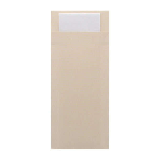 Europochette Classic Sized Cream Cutlery Pouch White 2ply Napkin (Pack 500)