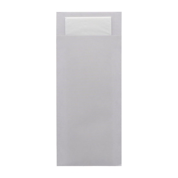 Europochette Classic Sized Sea Salt Cutlery Pouch White 2ply Napkin (Pack 500)