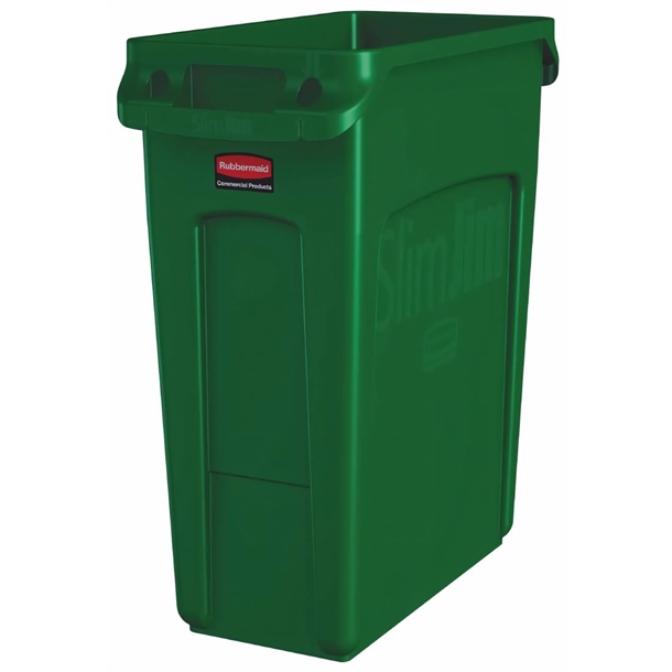 Rubbermaid Slim Jim with Venting Channels Green - 60Ltr