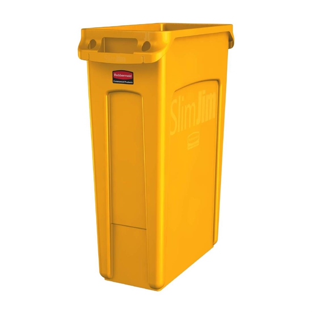 Rubbermaid Slim Jim with Venting Channels Yellow - 87Ltr