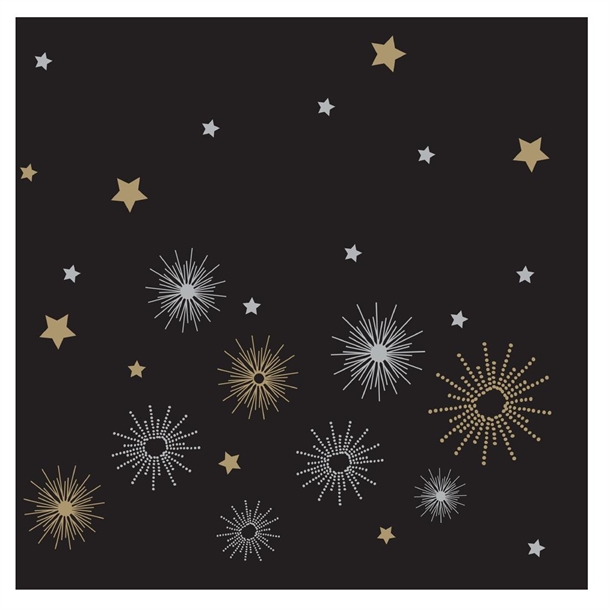 Swantex Lunch Napkin Midnight Sparkle 2ply 1/4 Fold - 33x33cm (Pack 1000)