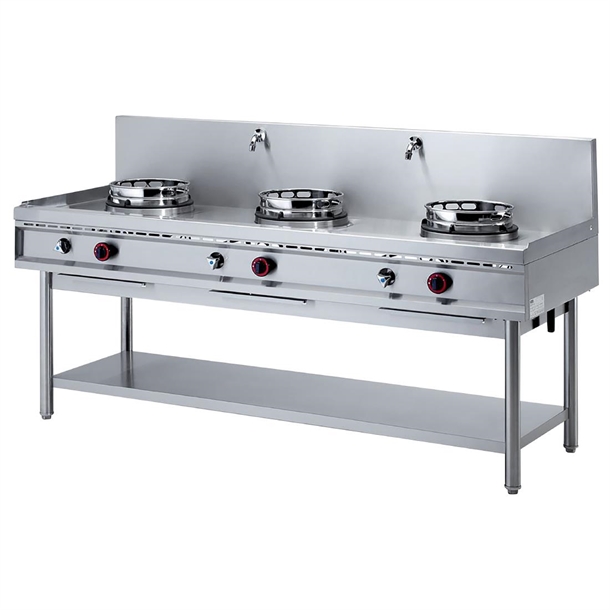 Diamond Freestanding Triple Gas Fire Wok Burner with Cold Water Tap (Direct)