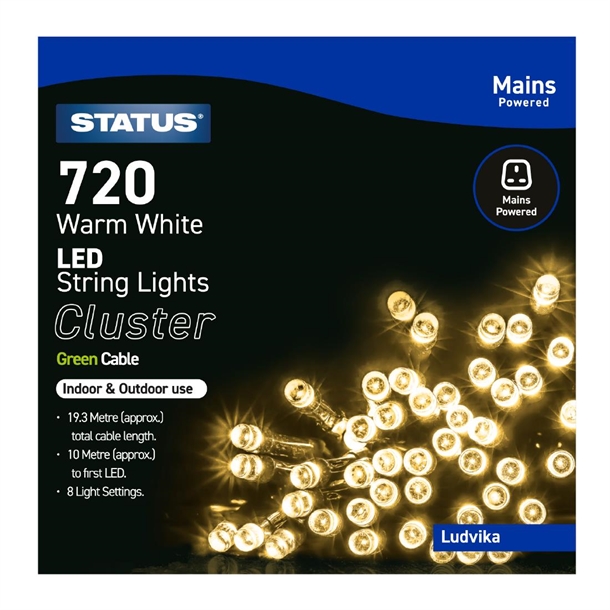Status Ludvika720 Warm White LED Indoor/Outdoor Mains Powered String Lights