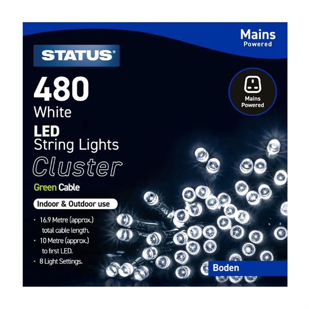 Status Boden 480 Cool White LED Indoor/Outdoor Mains Powered String lights