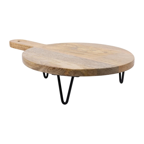 Olympia Round Handled Display Stand Mango Wood with Metal Legs - 350x250x80mm