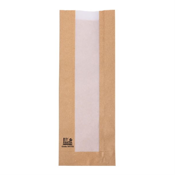 Fiesta Kompostierbare Baguette-Tüte mit Pergamentfenster 300x100x60mm (1000 Stück)