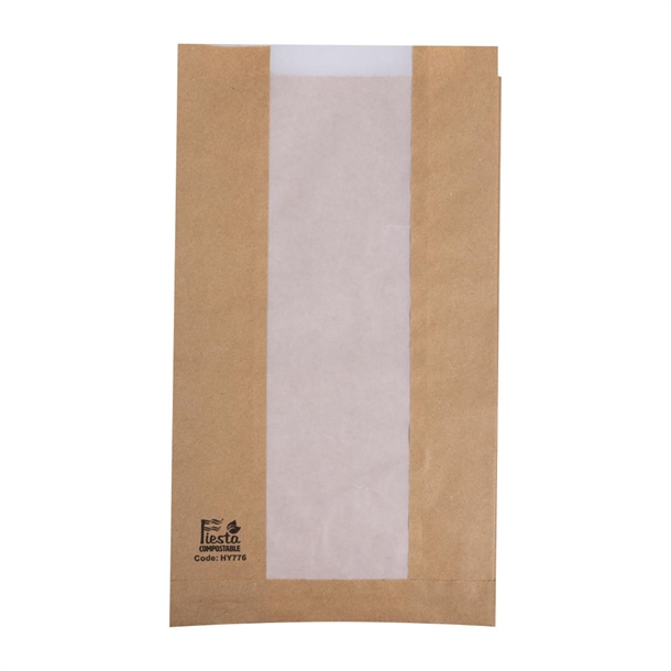 Fiesta Compostable Bread Bag with Glassine Window - 320x180x40mm (Pack 1000)