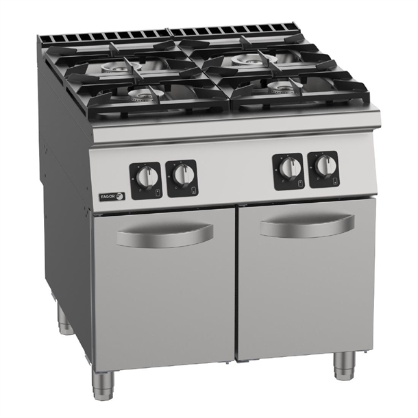 Fagor 900 Series 4 Burner w/2/1 GN Nat Gas Static Oven Xtra High Powered(Direct)