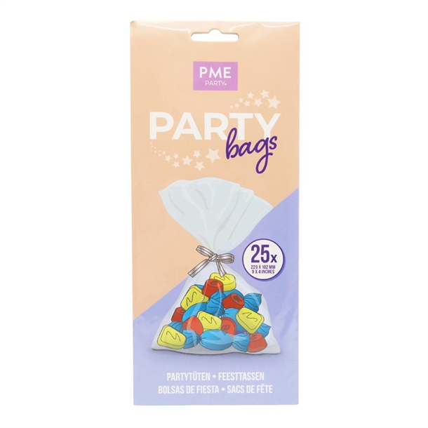PME Party Bags with Silver Ties - 229x102mm (Pack 25)