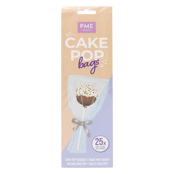 PME Cake Pop Bags with Silver Ties - 254x76mm (Pack 25)