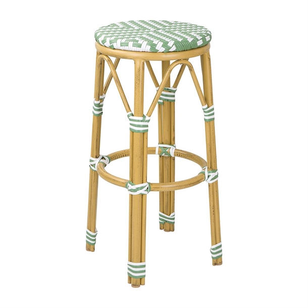 Bolero Parisian Style PE Rattan Bar Stools Light Green (Set 2)